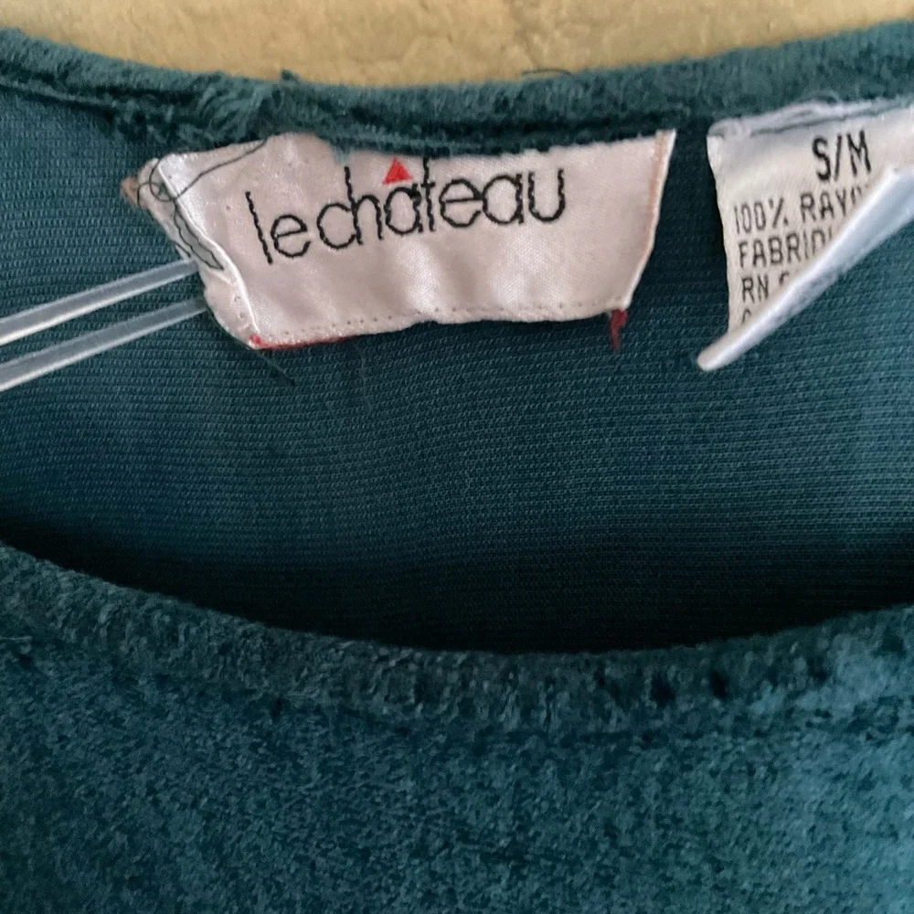 ​Le Chateau | Vintage 90s Crushed Velvet Maxi Dress | Teal Babydoll | M - Picture 3 of 7